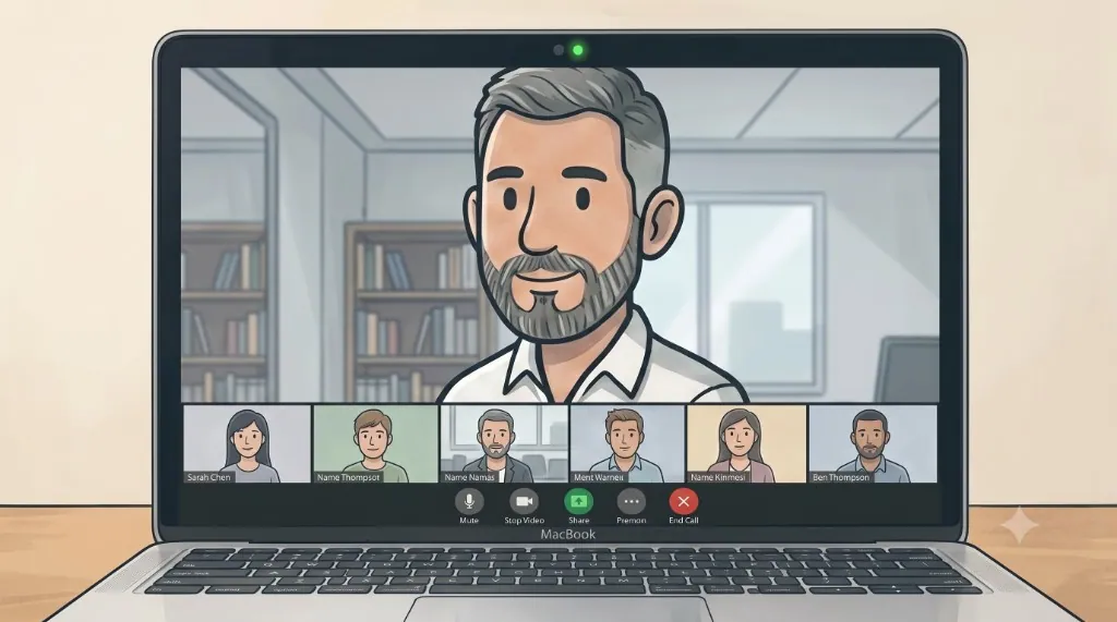 Video consultation with Gareth on a laptop