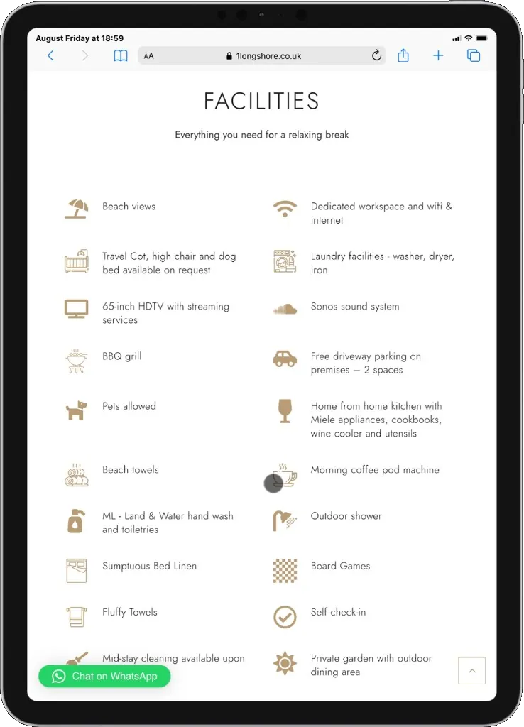 No. 1 Longshore facilities on a tablet
