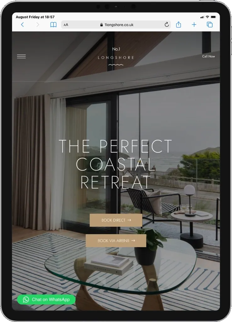 No. 1 Longshore homepage on a tablet