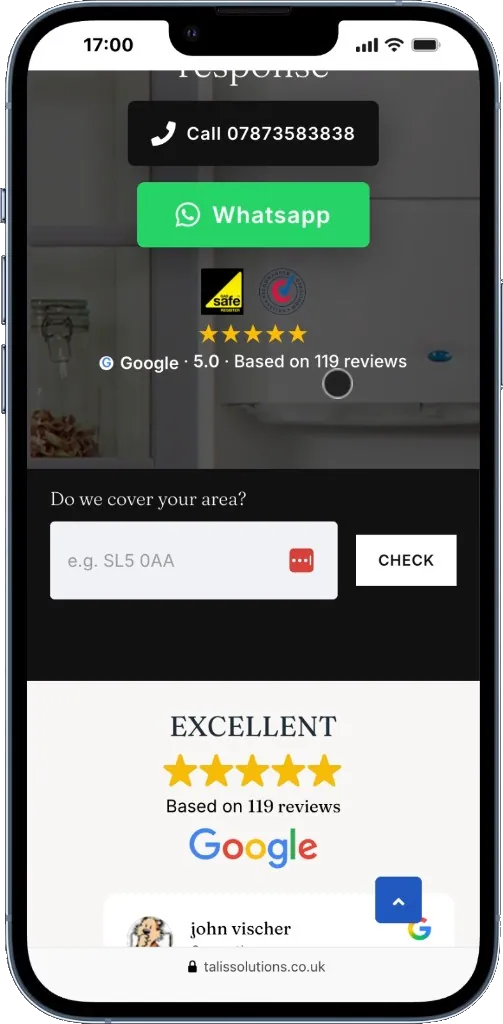 Talis Heating Solutions reviews on a phone